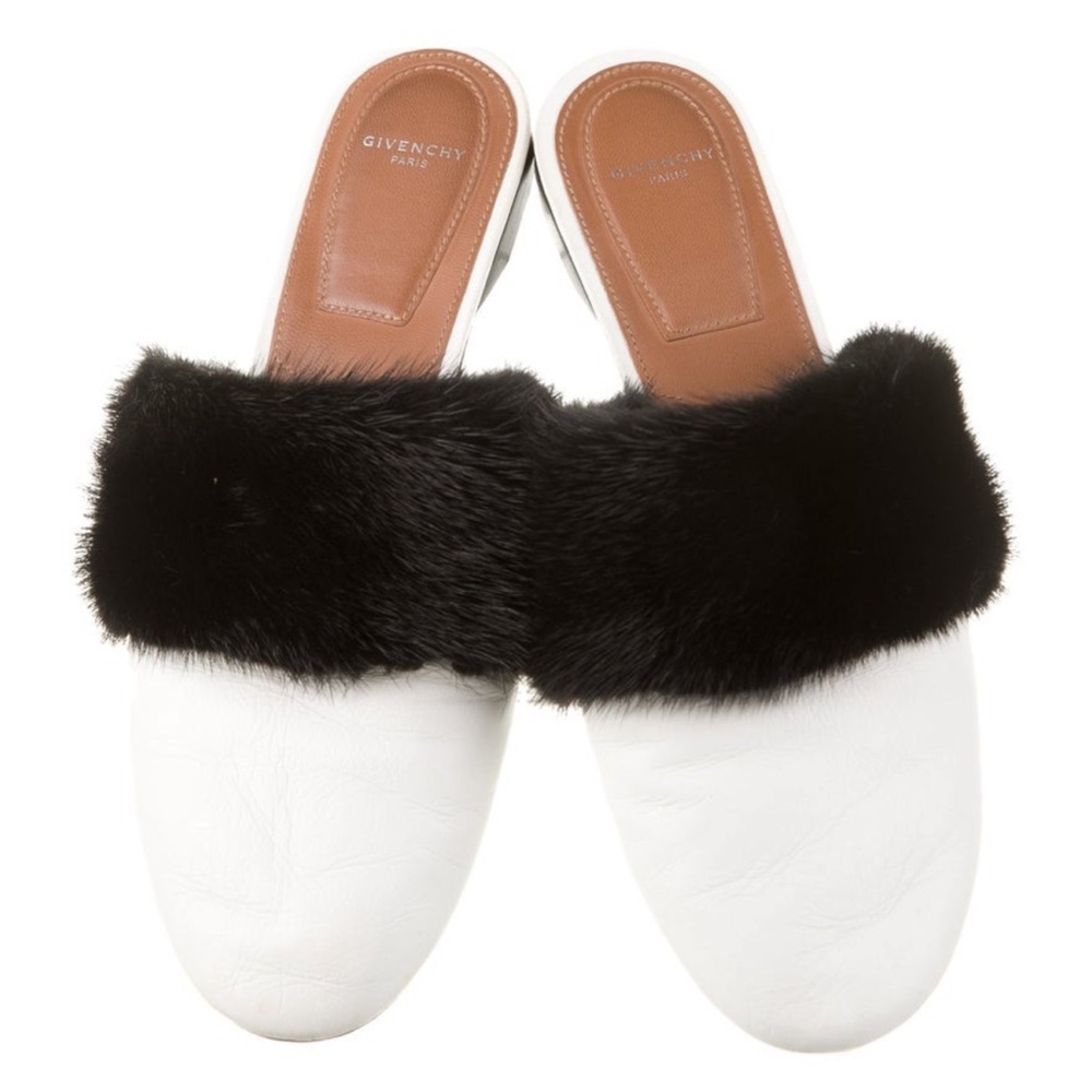 Givenchy Leather Leather Black Fur Mules